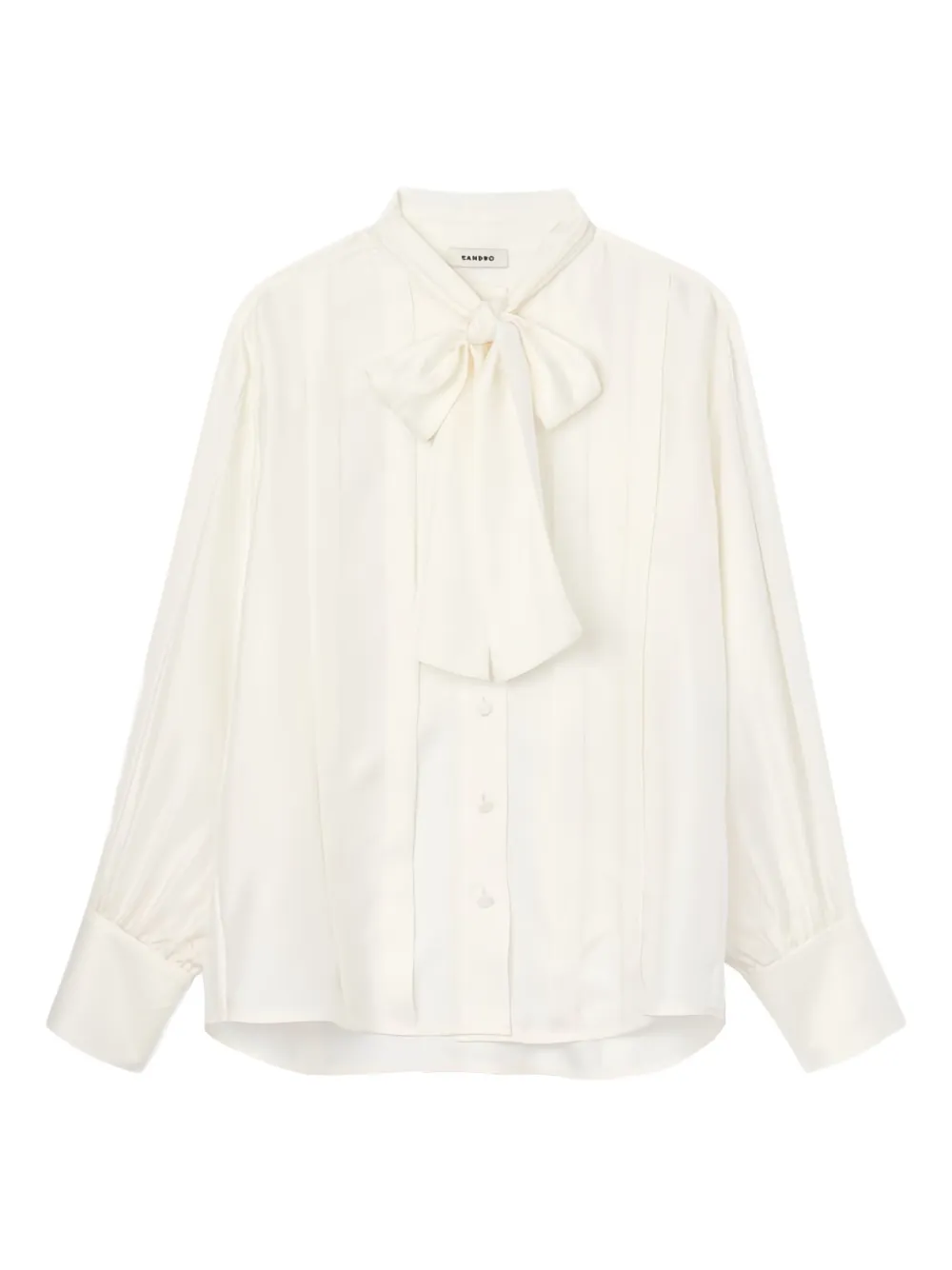 pleated tie-neck silk shirt