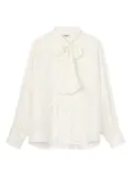SANDRO pleated tie-neck silk shirt - White