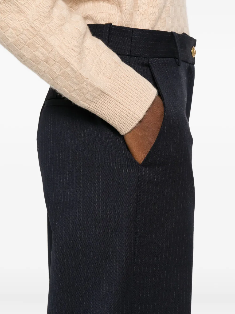 SANDRO Broek met krijtstreep Blauw