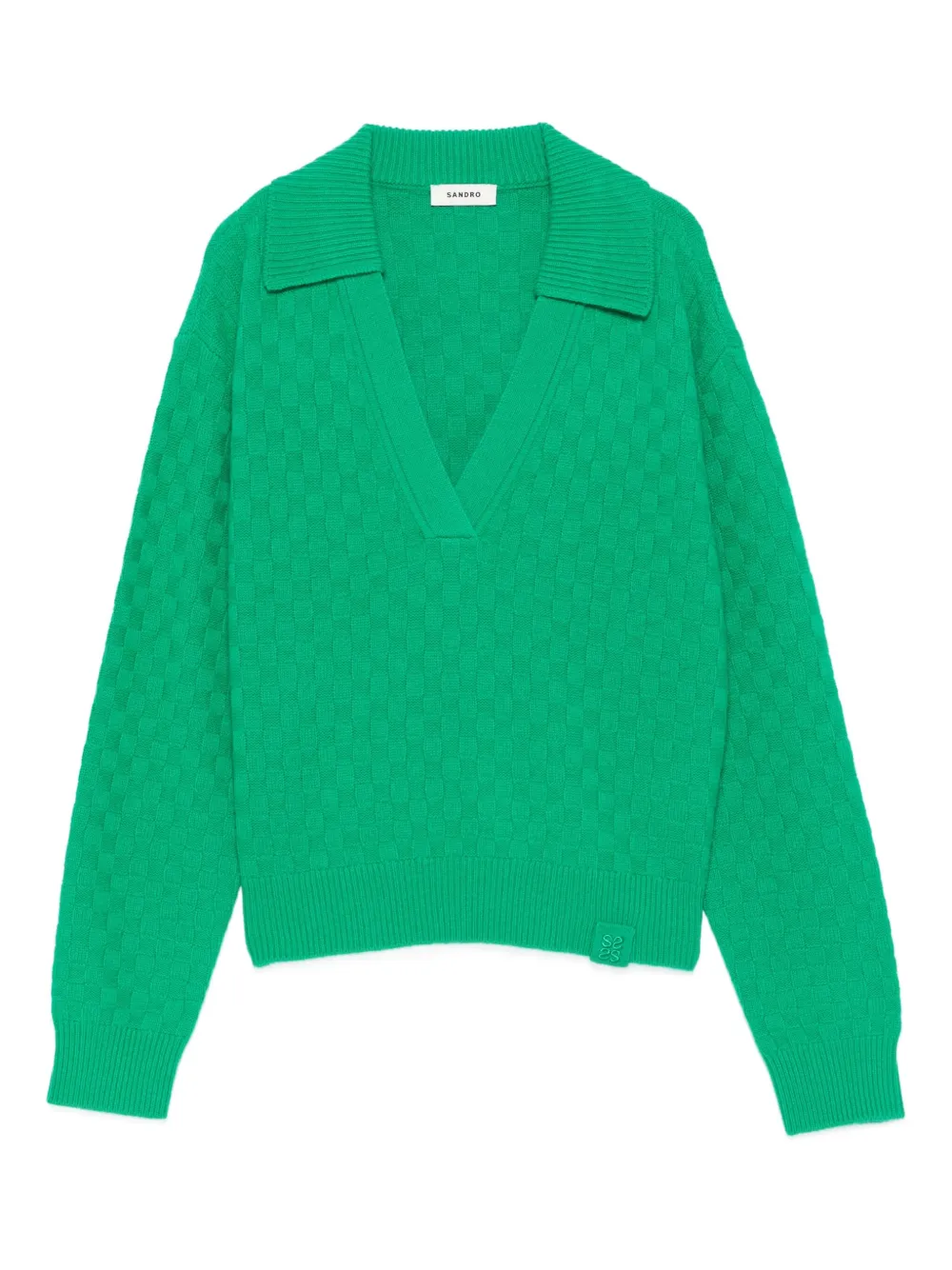 SANDRO suéter texturizado con cuello en V | verde | Image 1