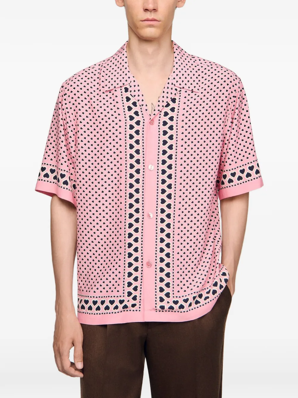 SANDRO T-shirt met hartprint Roze