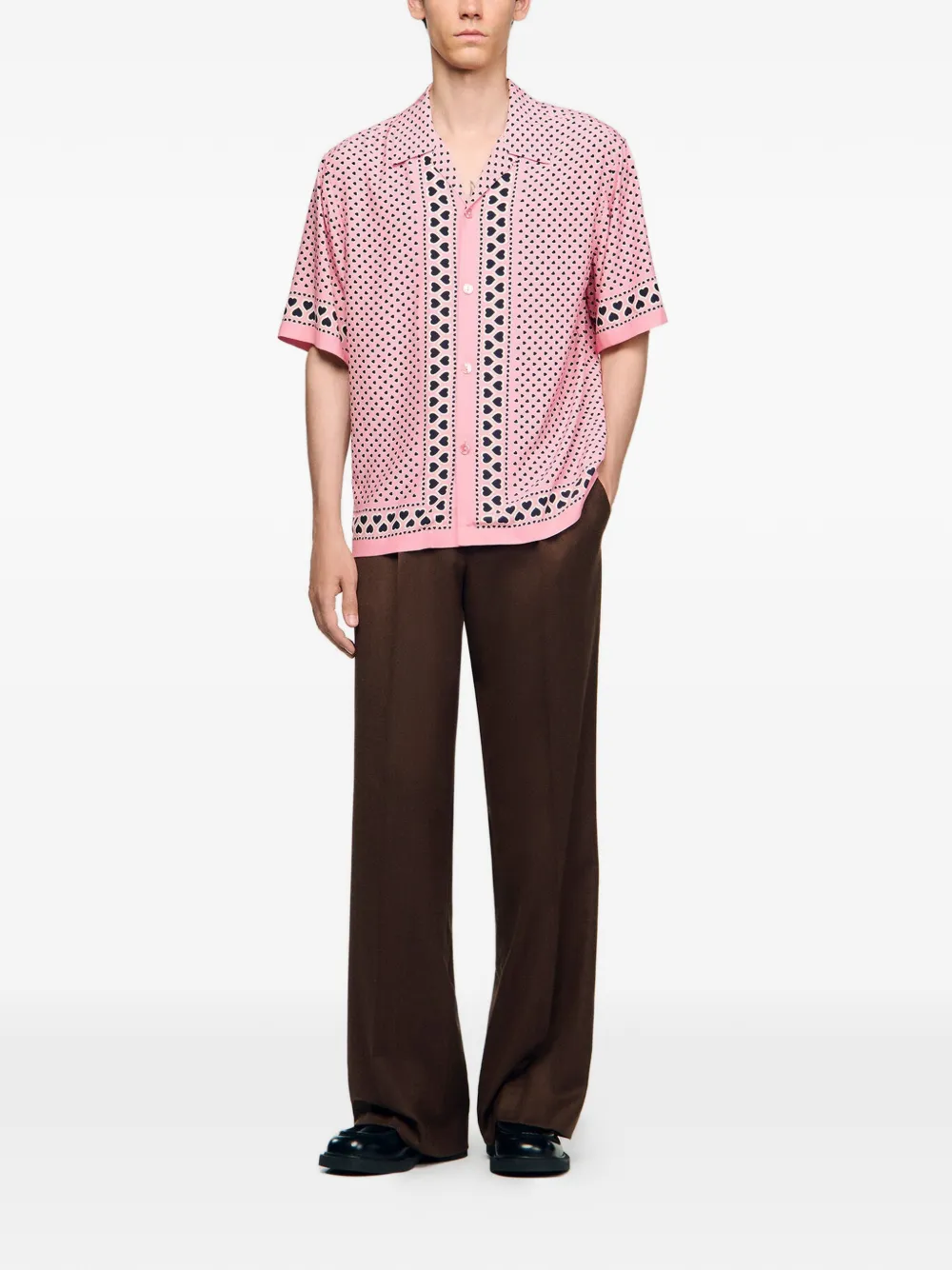 SANDRO T-shirt met hartprint Roze