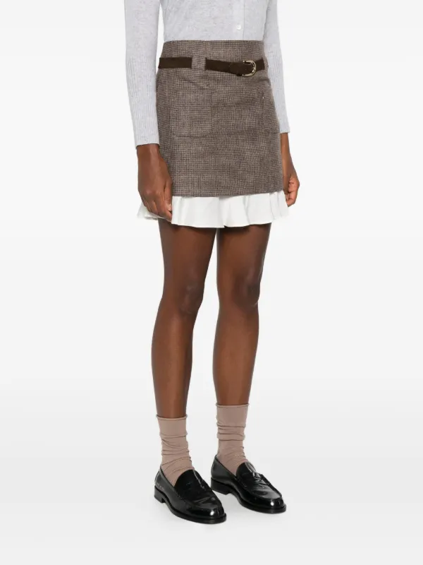 SANDRO チェック ミニスカート | ブラウン | FARFETCH JP