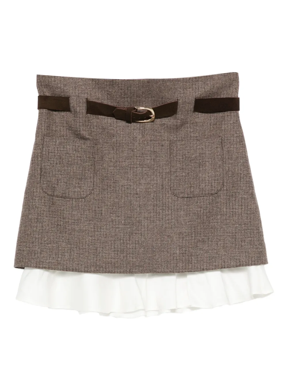SANDRO check-pattern layered mini skirt | Brown | Image 1