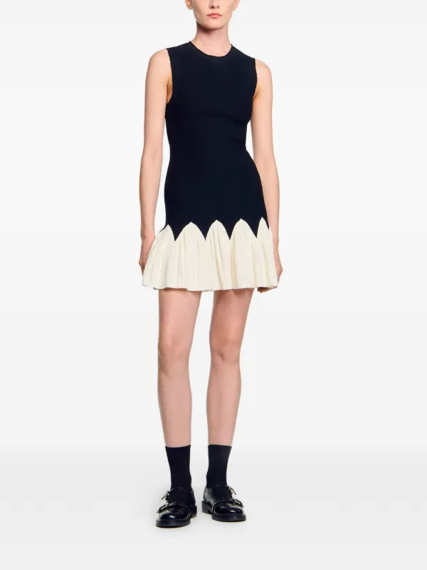SANDRO Contrasting Ruffled Hem Mini Dress | Black | FARFETCH BH SANDRO Contrasting Ruffled Hem Mini Dress | Black | FARFETCH BH