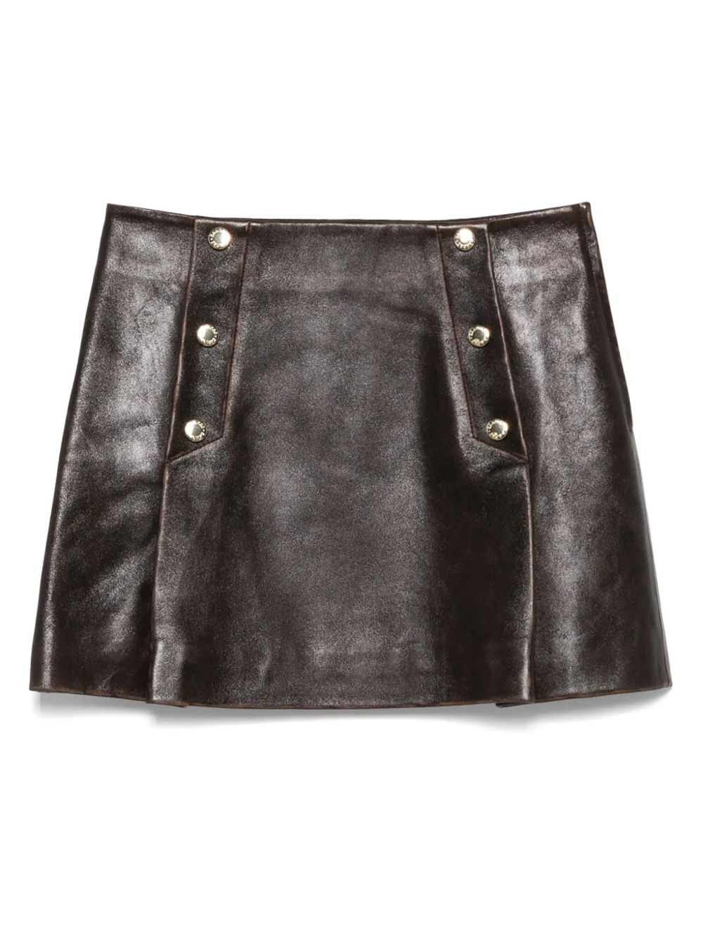 SANDRO Minigonna in pelle - Marrone