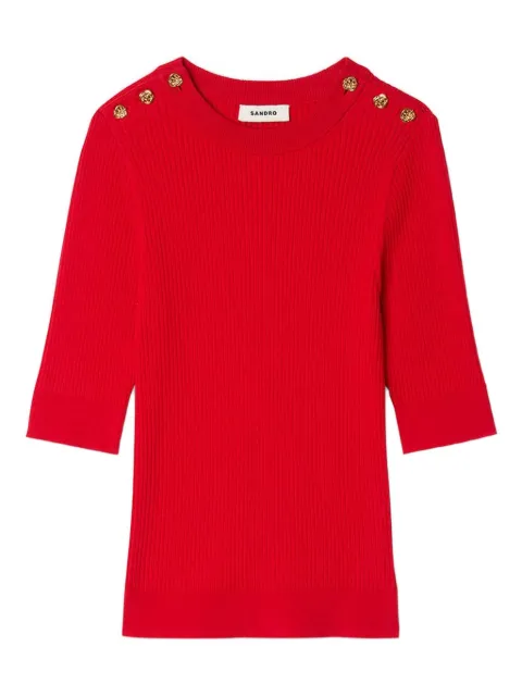 SANDRO button-embellished ribbed T-shirt