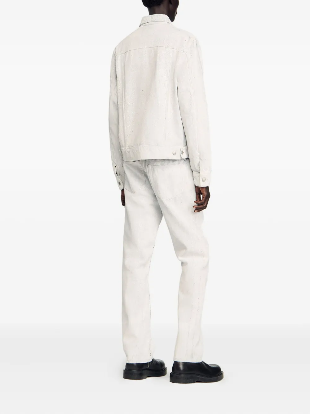 SANDRO Denim shirtjack met gebarsten effect Wit