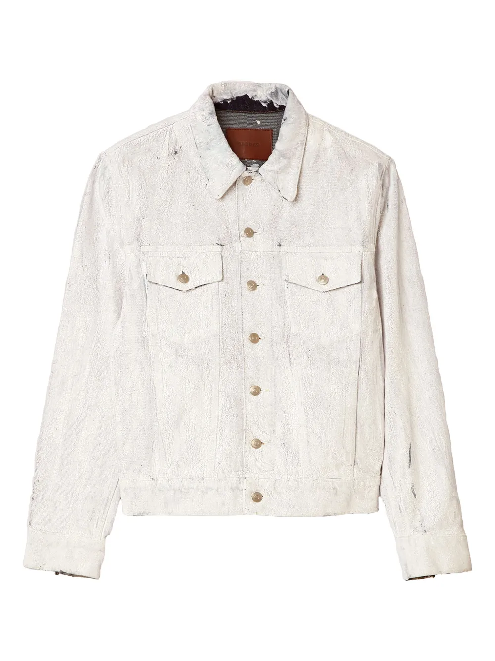 SANDRO Denim shirtjack met gebarsten effect Wit