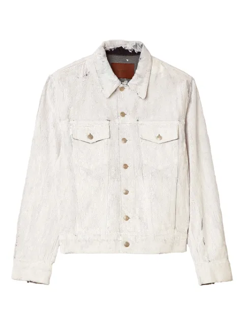 SANDRO crackle-effect denim shirt jacket 