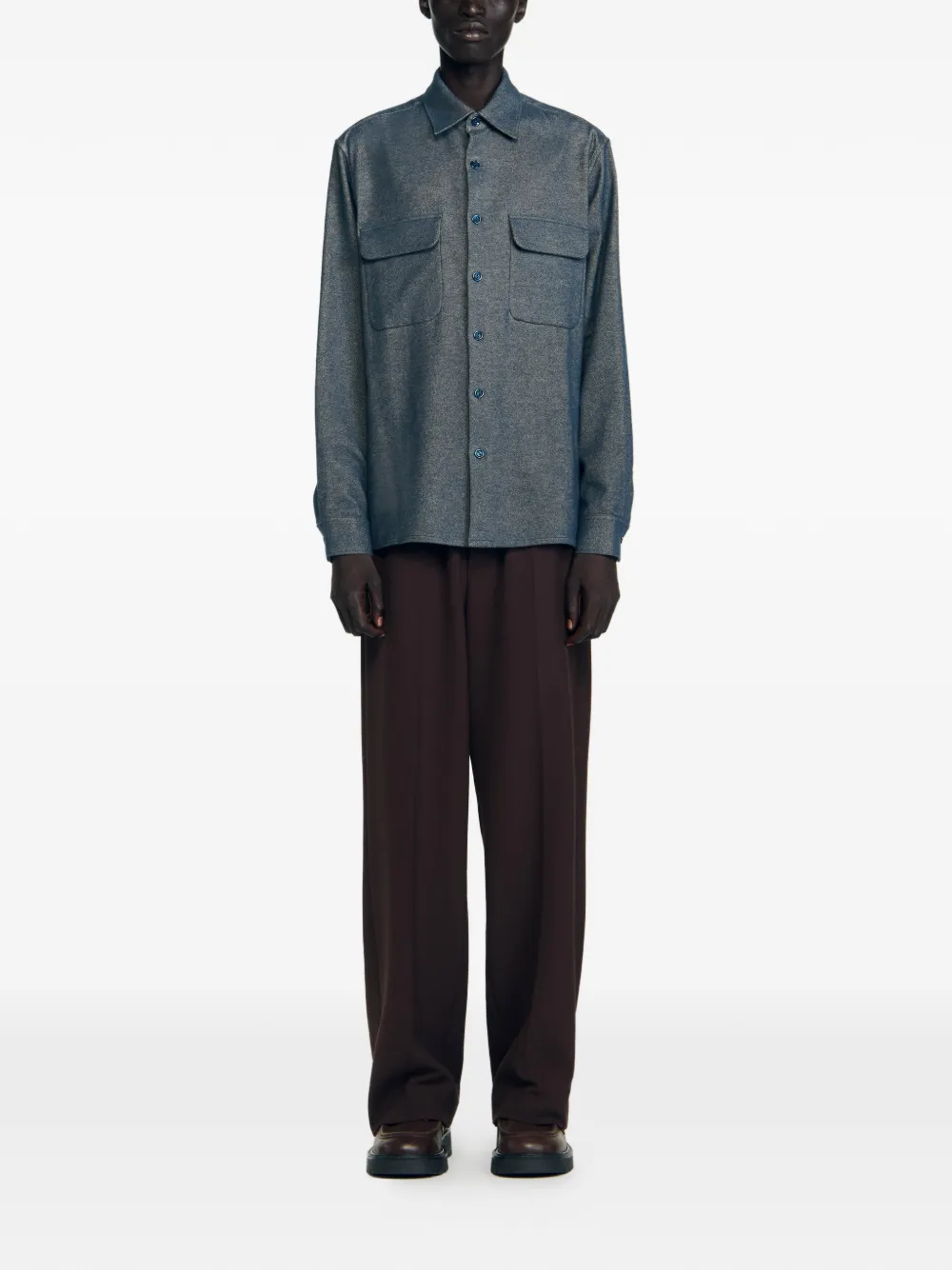  Sandro Flannel Shirt - Grey 