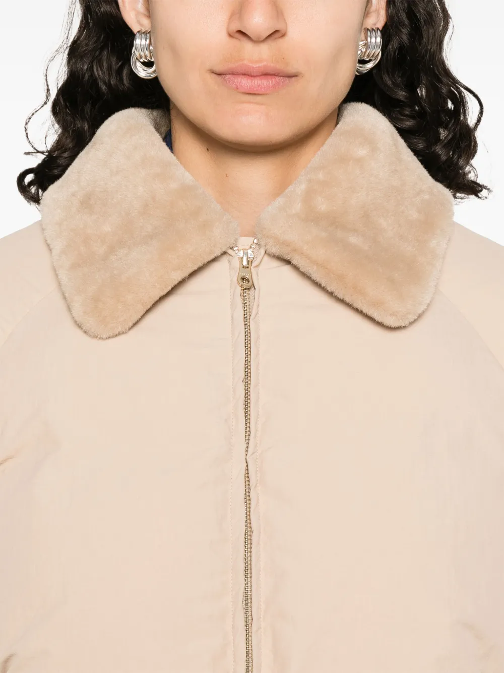 SANDRO Donsjack met rits Beige