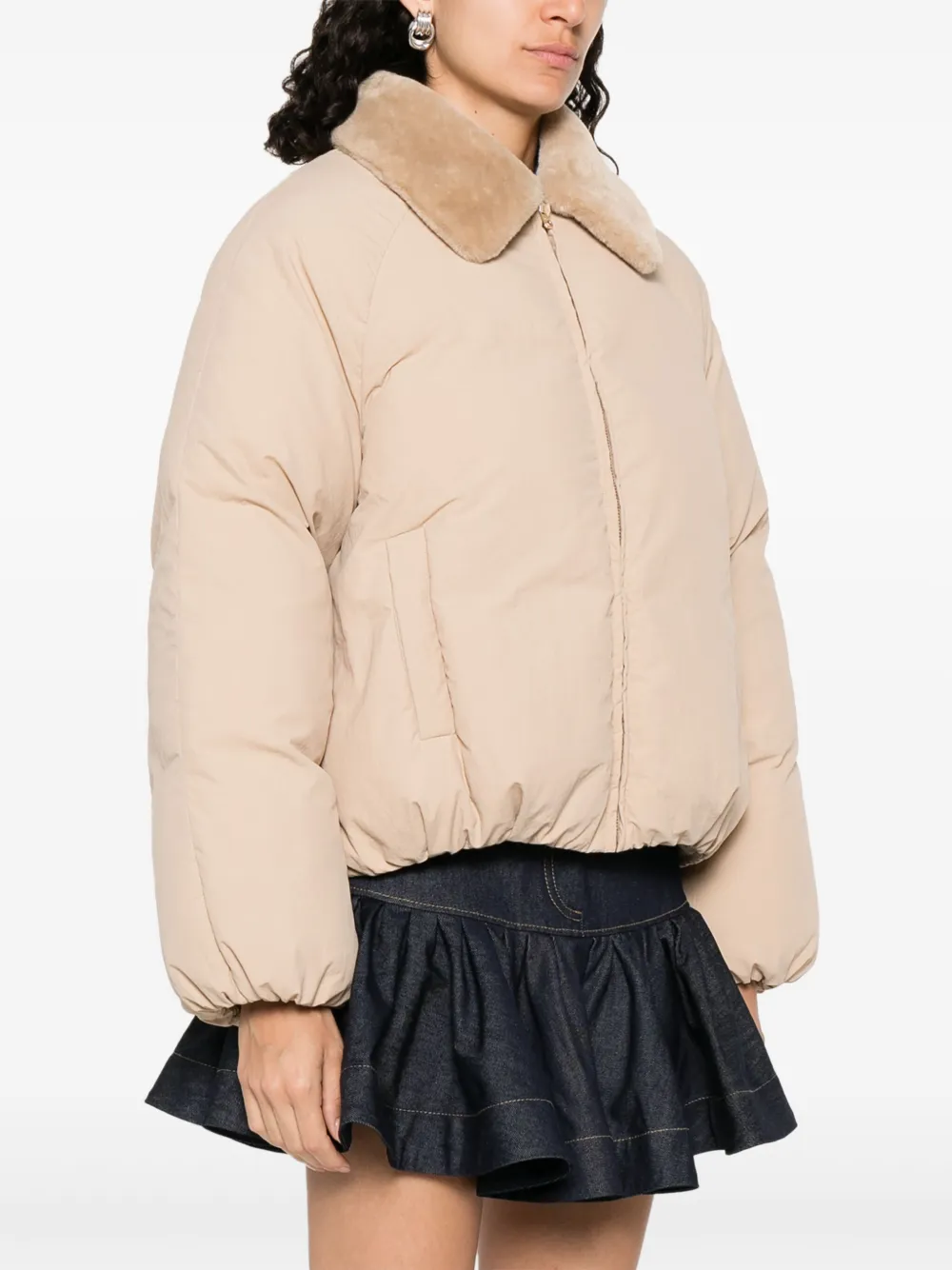 SANDRO Donsjack met rits Beige