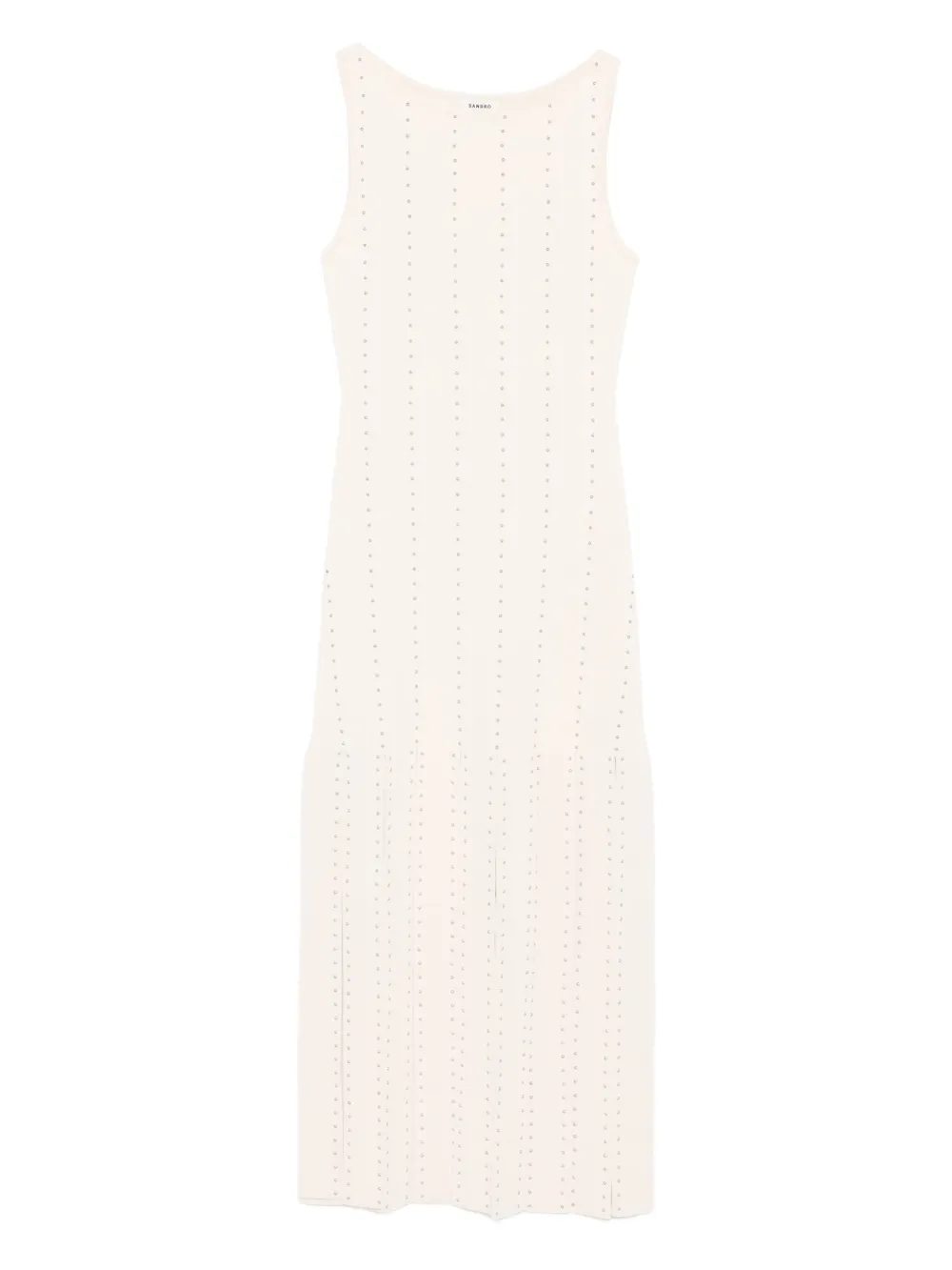 SANDRO Gebreide midi-jurk met studs Beige