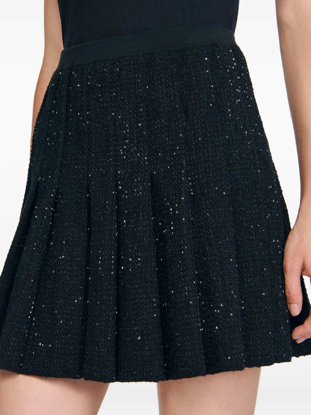 SANDRO Mini-plooirok Zwart