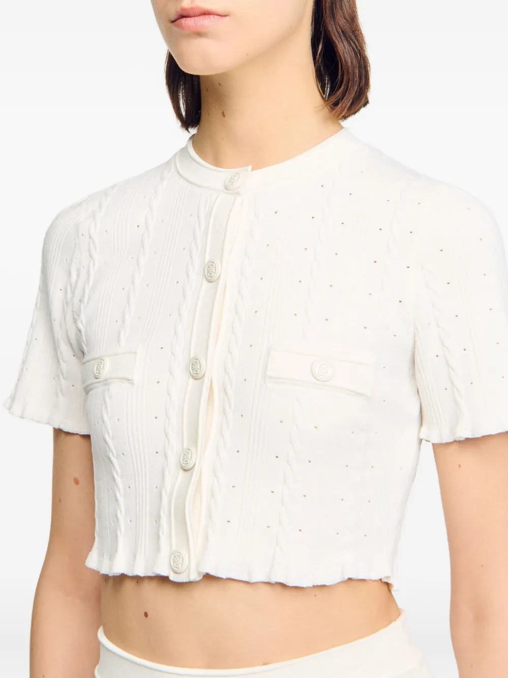 SANDRO Kabelgebreid vest Beige