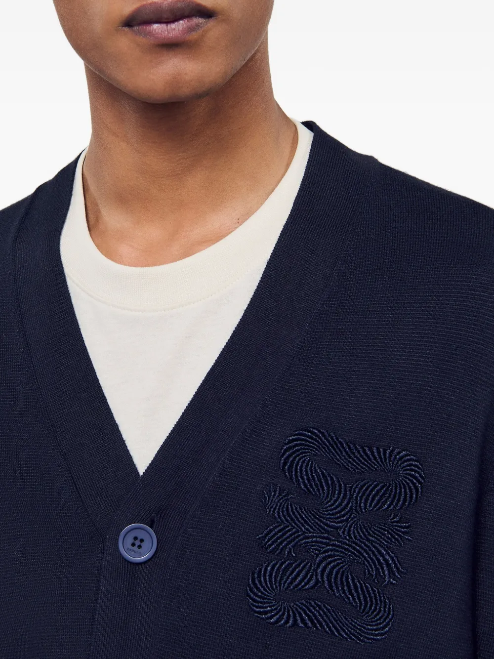 SANDRO Vest met geborduurd detail en V-hals Blauw