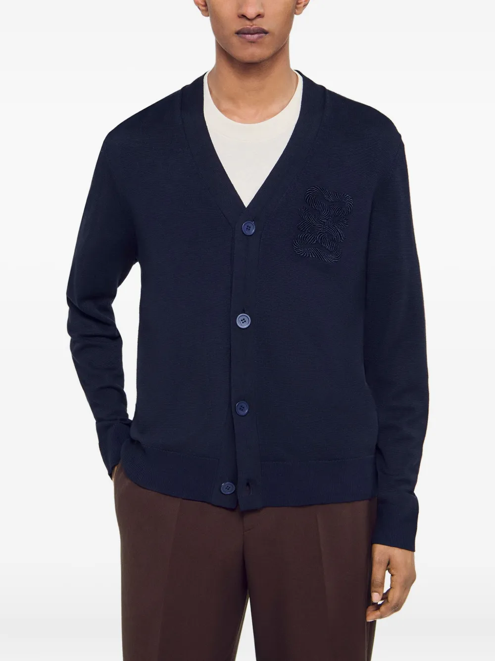 SANDRO Vest met geborduurd detail en V-hals Blauw