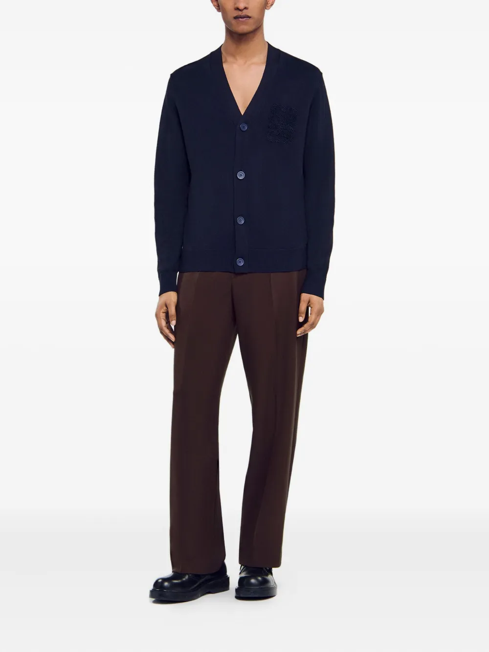 SANDRO embroidered-detail V-neck cardigan | Cardigans | Image 2