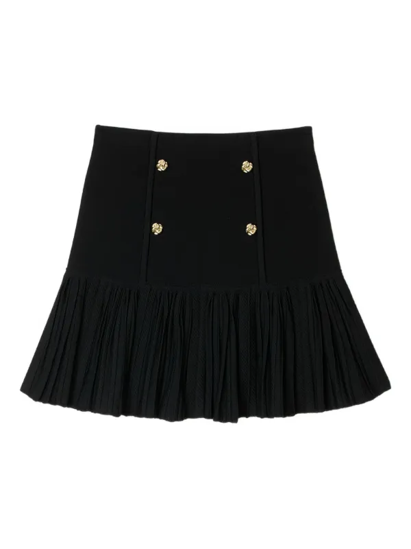 SANDRO Jupe Plissée à Boutonnière Croisée Noir FARFETCH FR