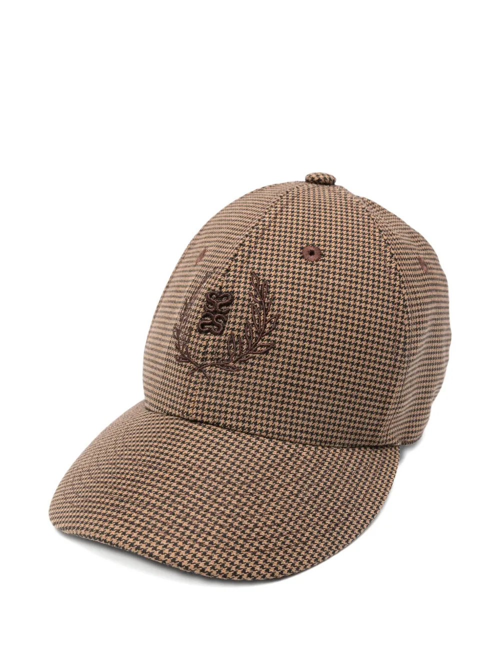Sandro Houndstooth Embroidered Baseball Cap In Brown