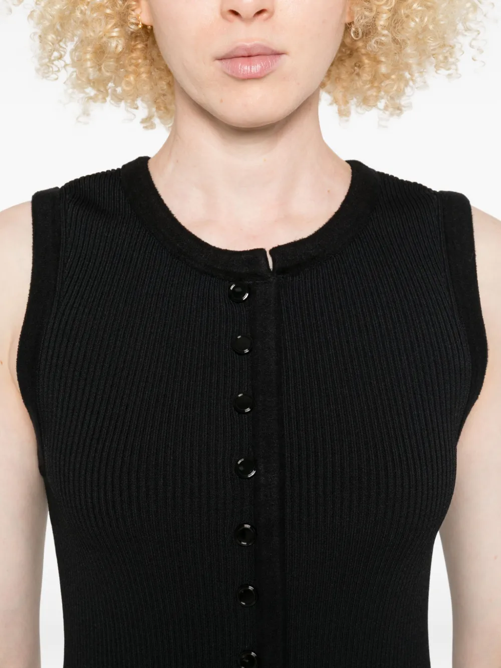 SANDRO Mini-jurk met ronde hals en knopen Zwart