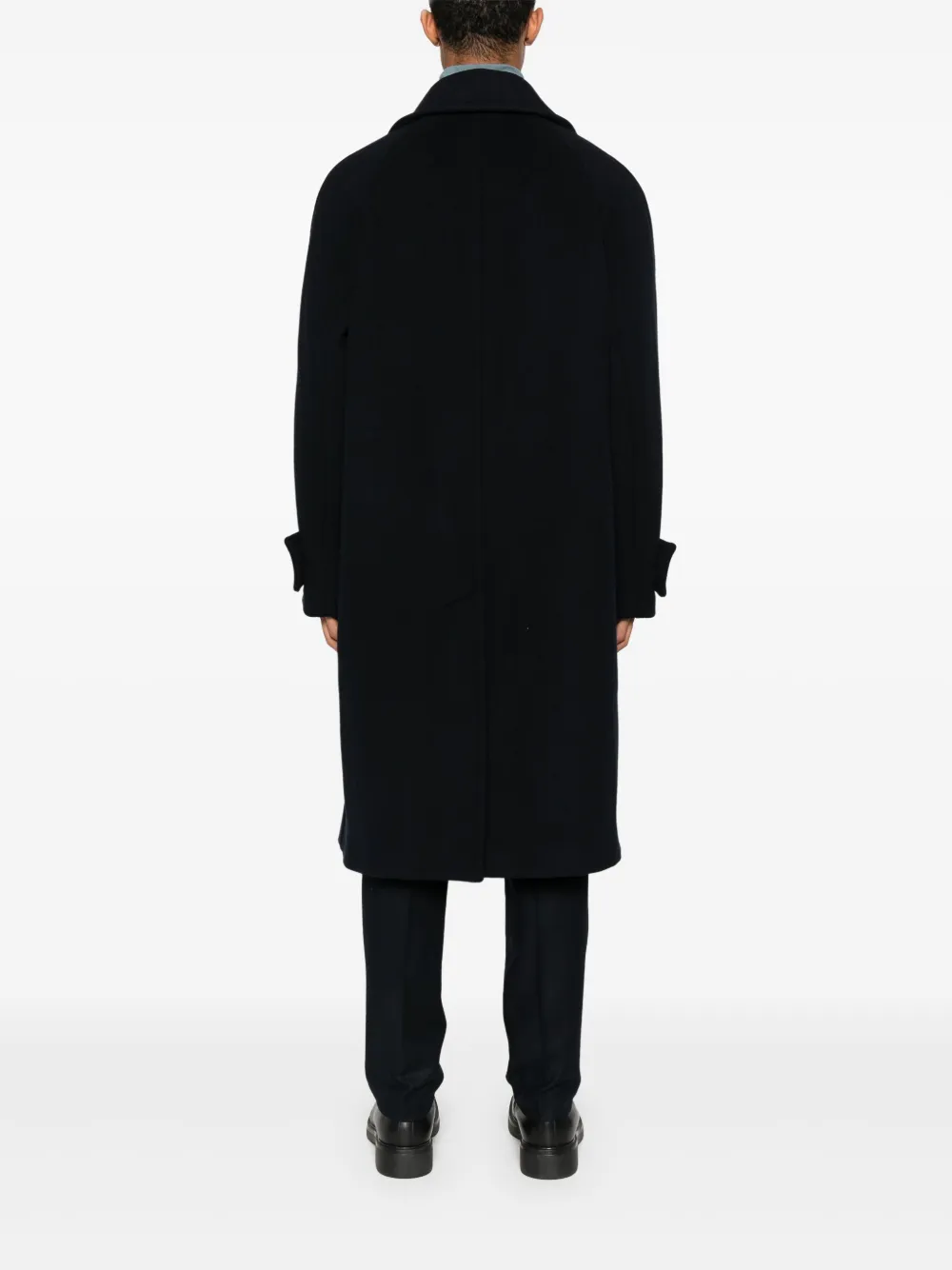 Sandro Double-breasted Coat In Black