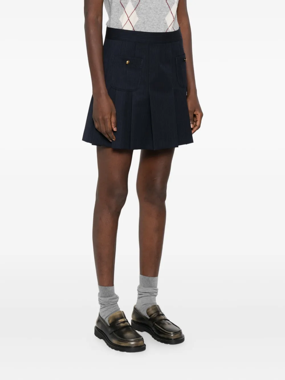 SANDRO Mini-rok met plooien en krijtstreep Blauw