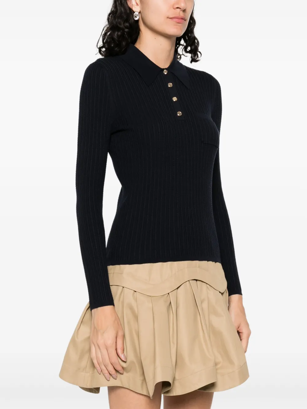 SANDRO Ribgebreide polotop Blauw