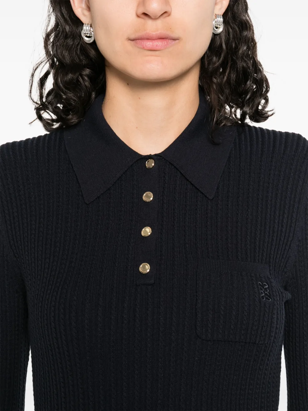SANDRO Ribgebreide polotop Blauw
