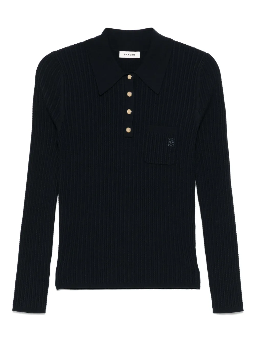 SANDRO Ribgebreide polotop Blauw