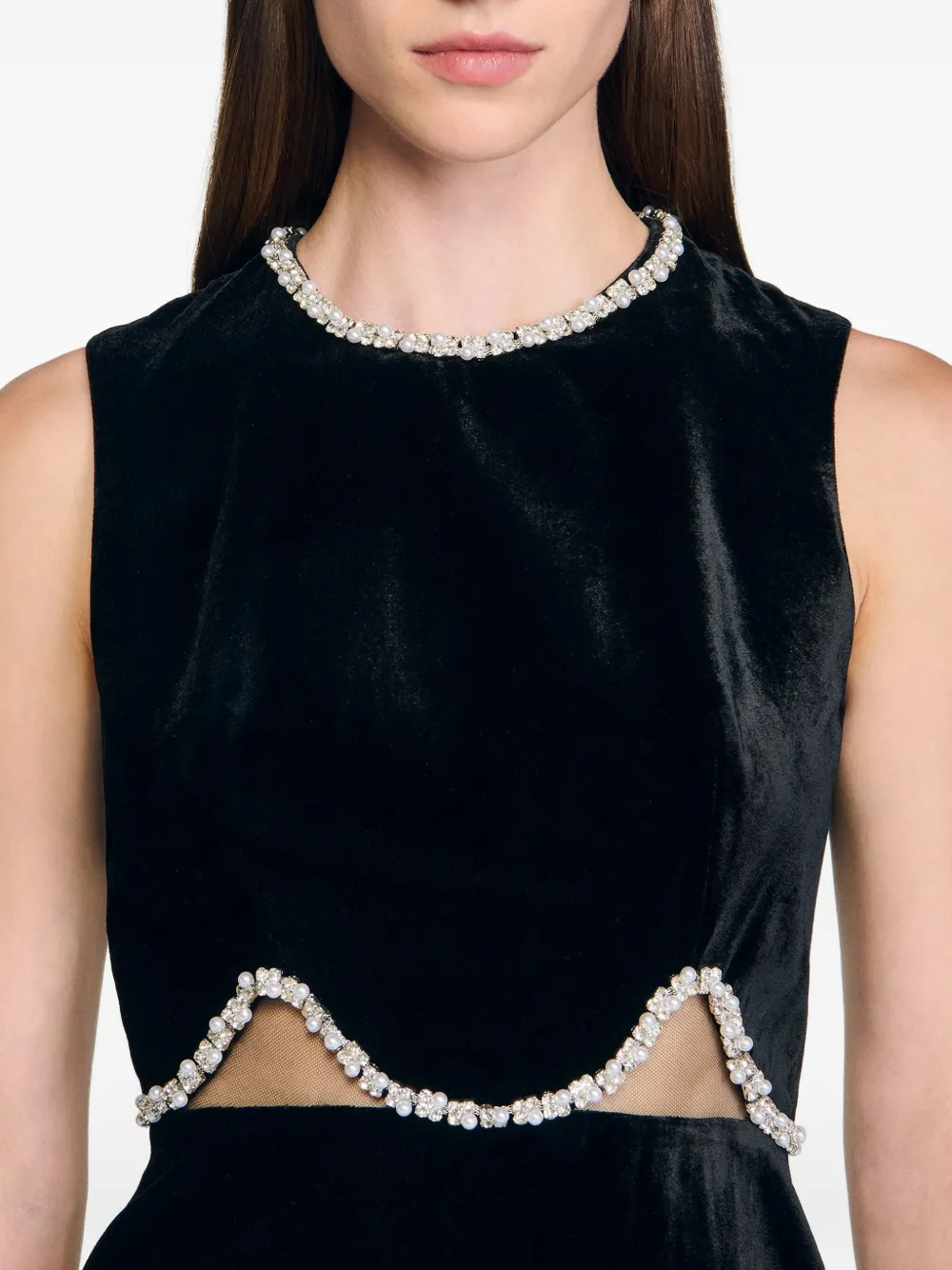 Maryline Embellished Cut-Out Mini Dress