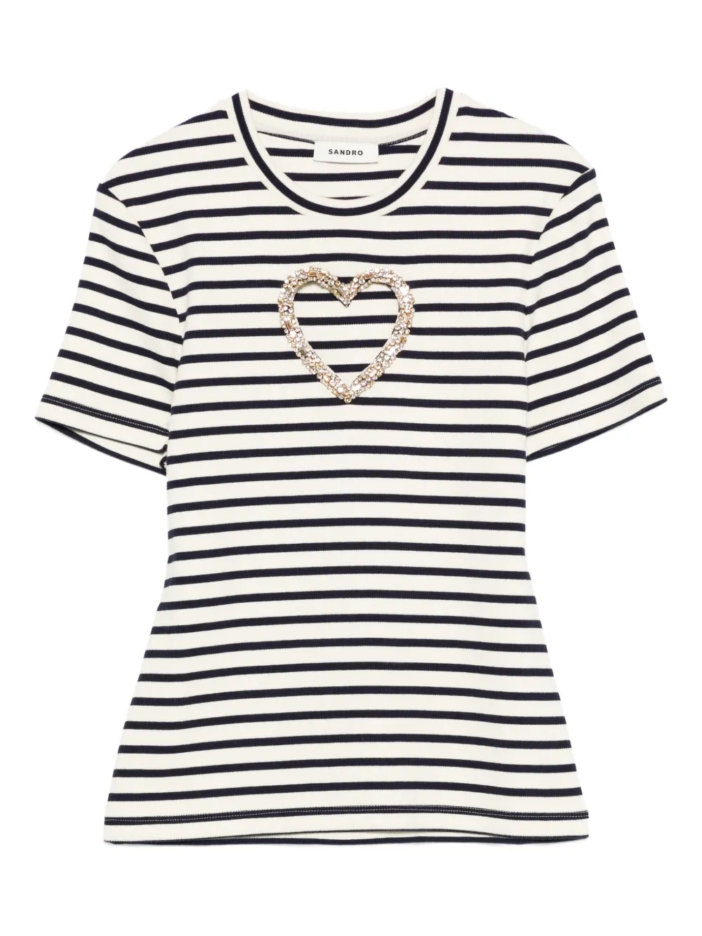 Sandro Gestreiftes T-shirt In Brown