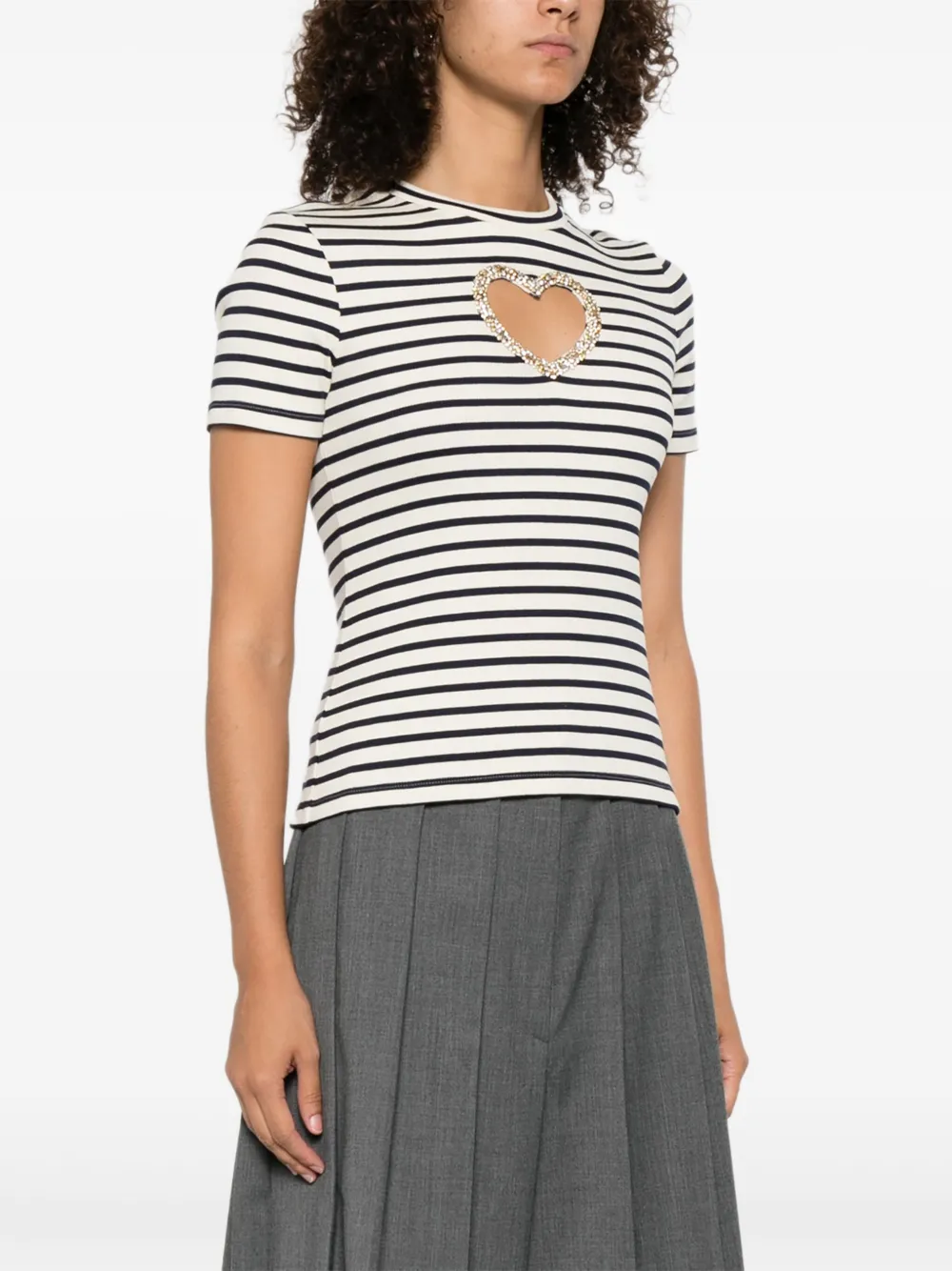 SANDRO Gestreept T-shirt Beige