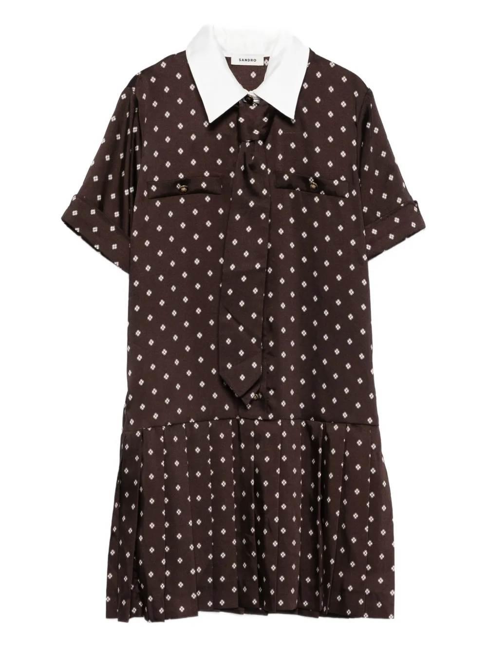 SANDRO geometric-print mini dress - Marrone