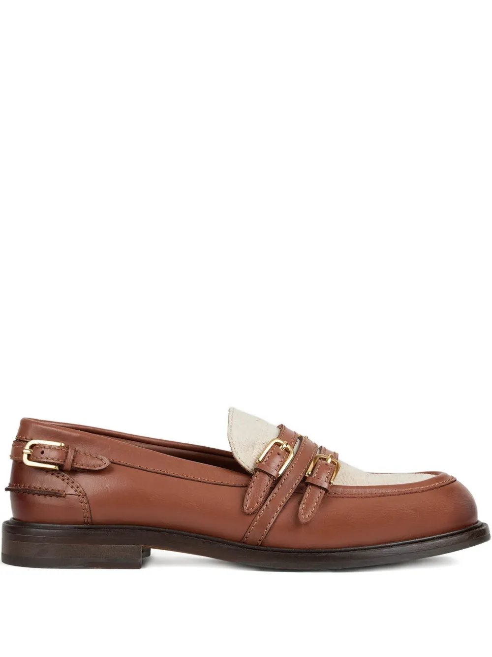 SANDRO buckled leather loafers Brown