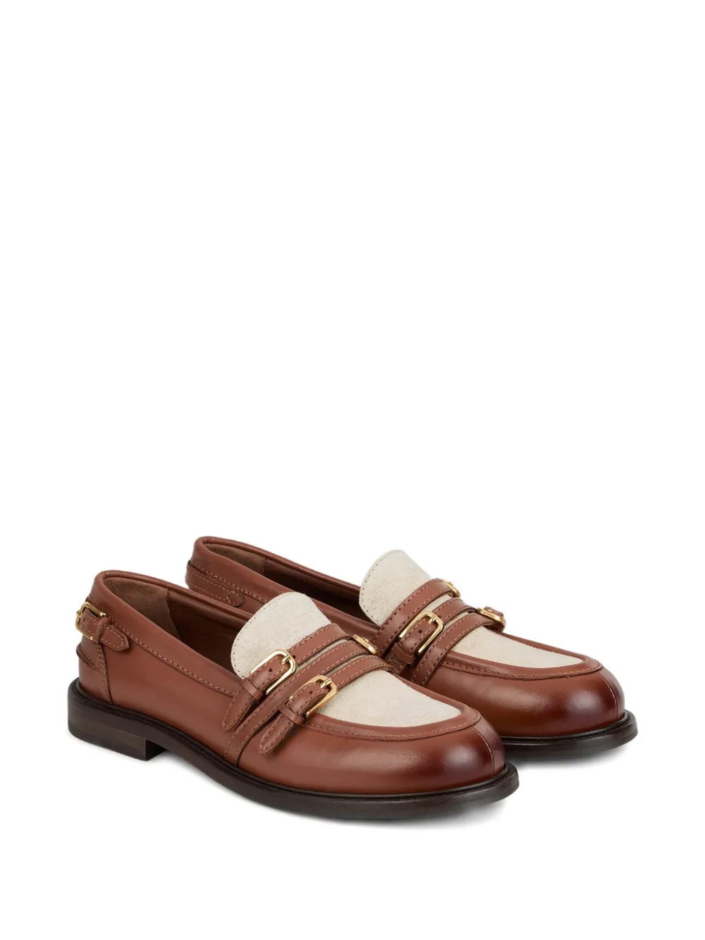 SANDRO buckled leather loafers Brown