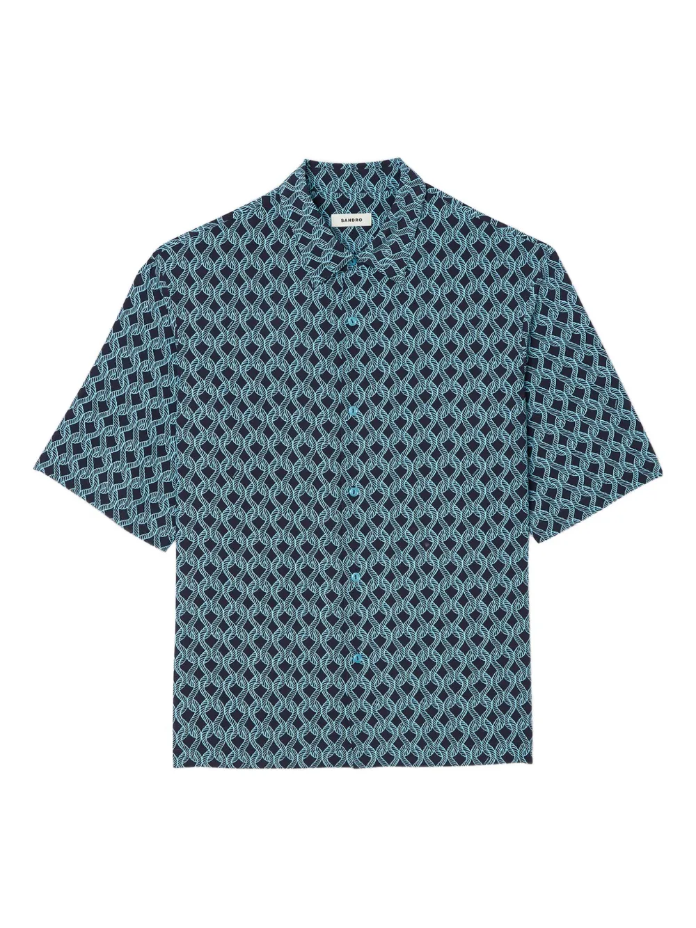 SANDRO graphic-print short-sleeve shirt Blauw