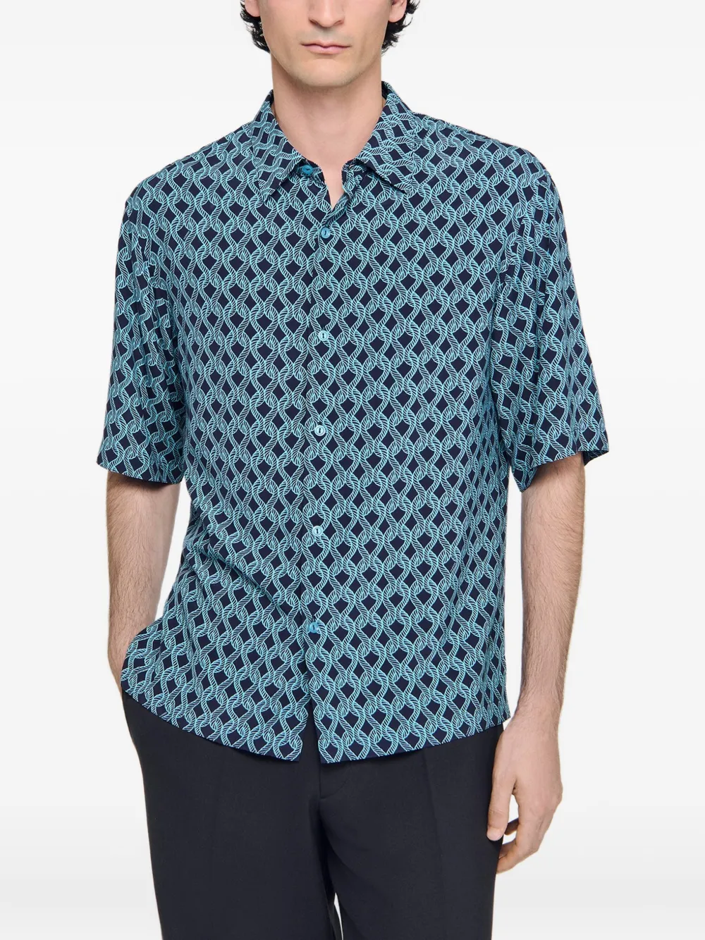 SANDRO Overhemd met grafische print Blauw