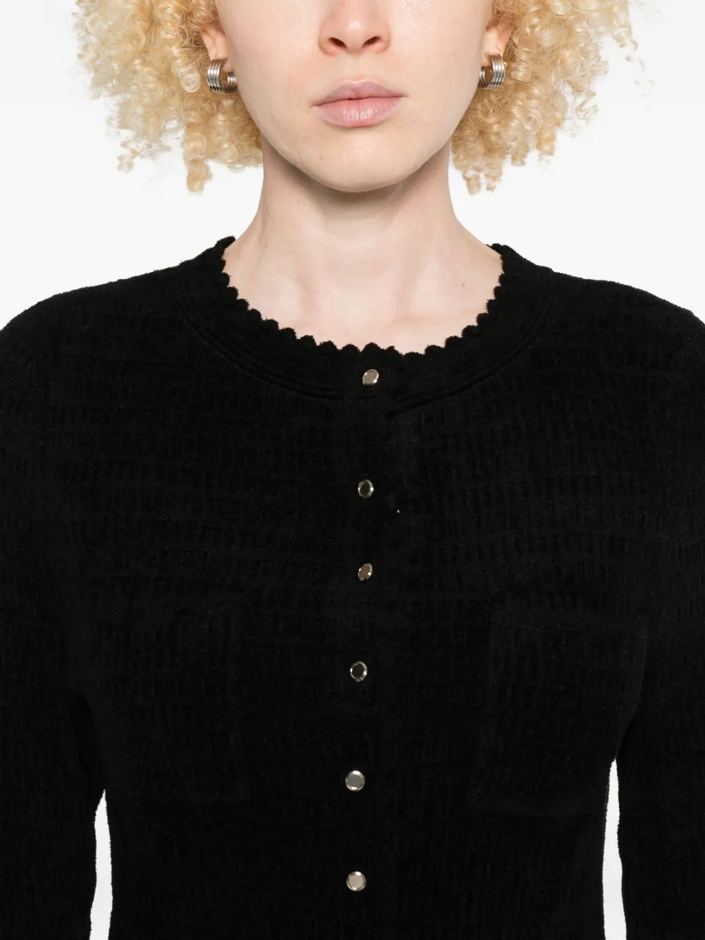 SANDRO Gebreide maxi-jurk met knoopdetails Zwart