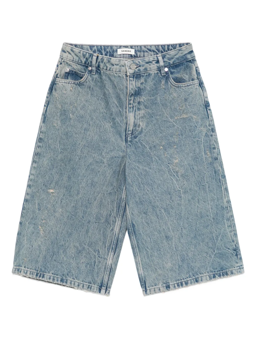 SANDRO Short jeans com lavagem estonada | Azul | Image 1