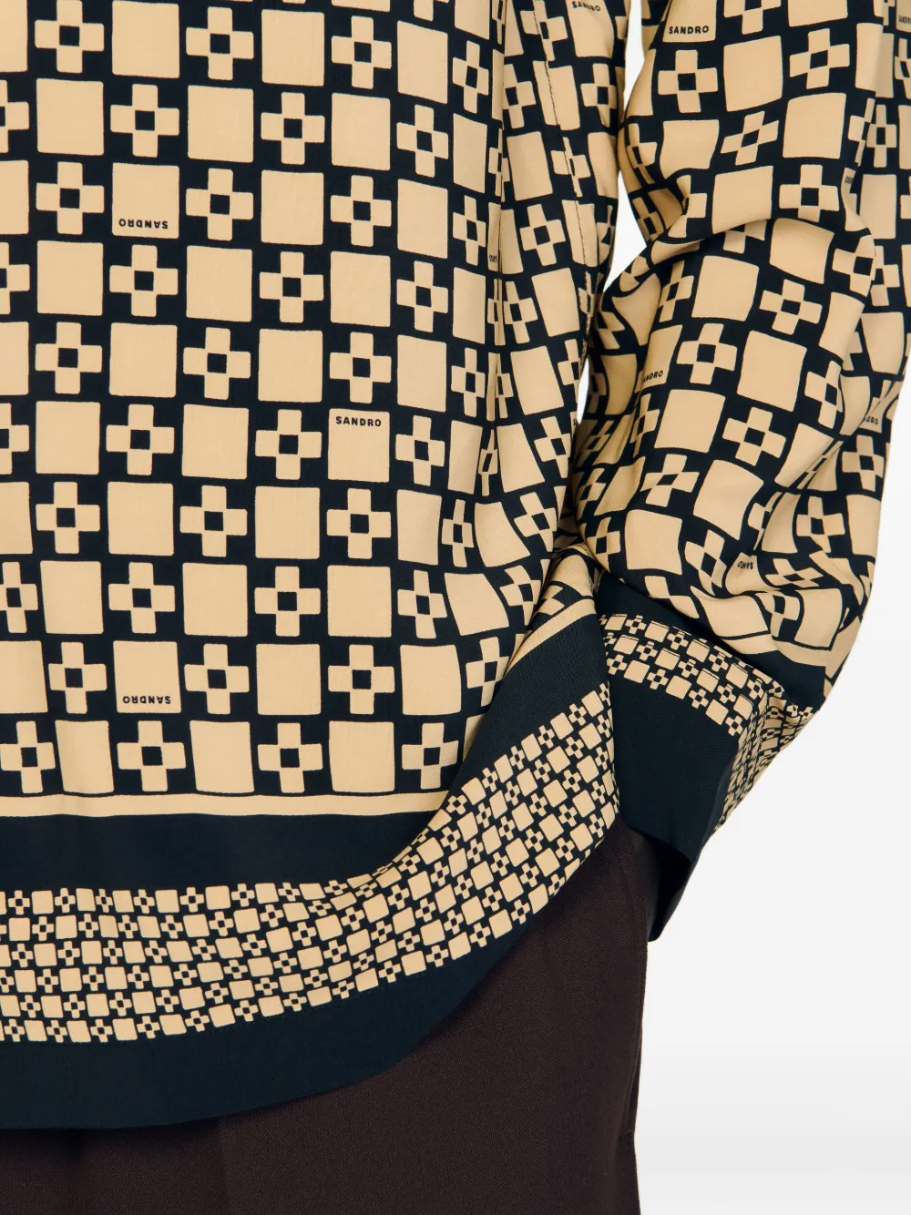 SANDRO Overhemd met geometrisch patroon Bruin