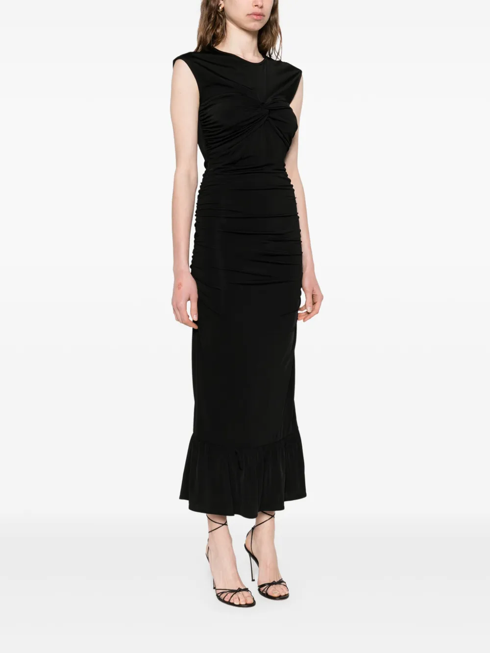 SANDRO Maxi-jurk met geknoopt detail Zwart