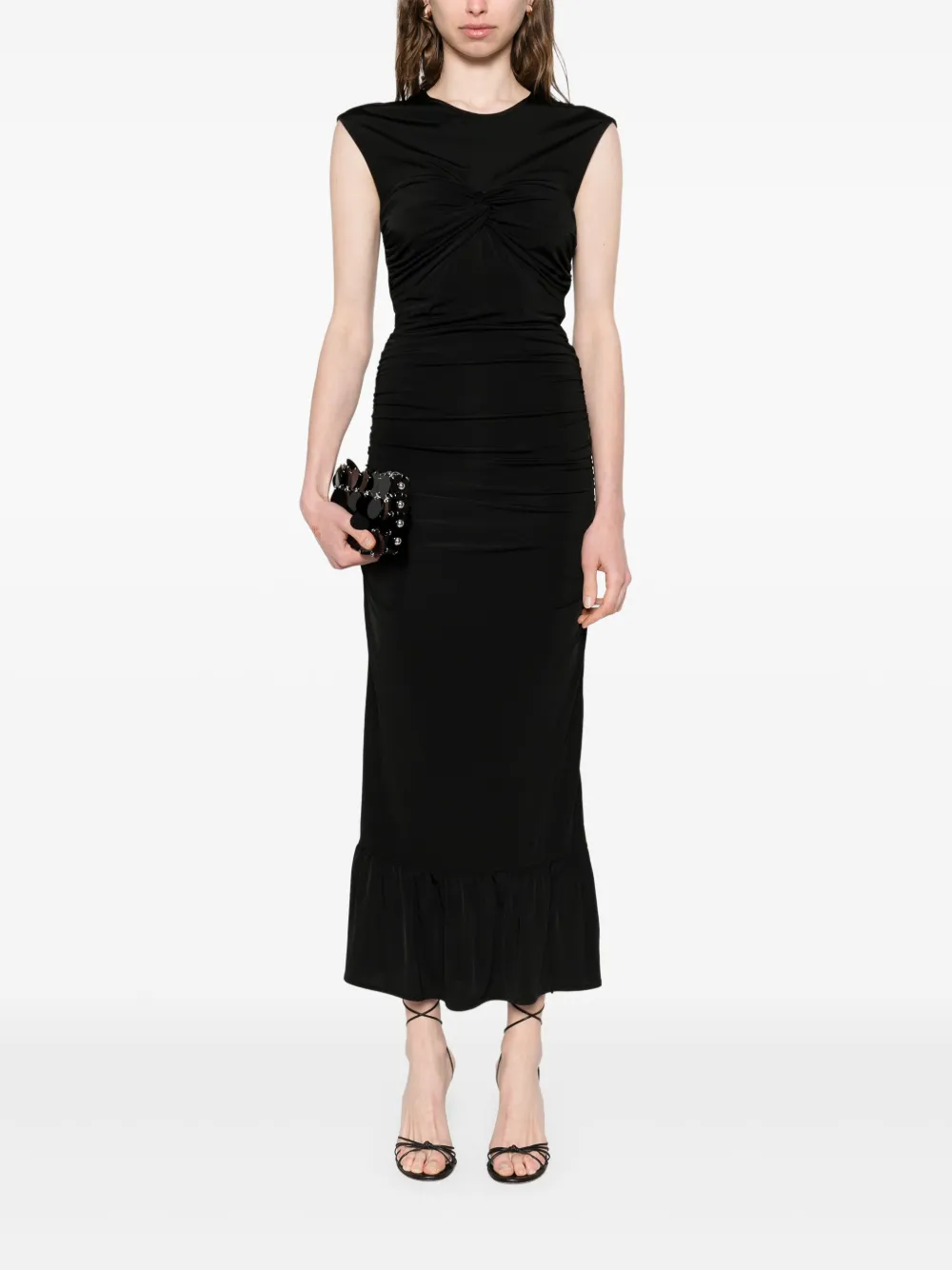SANDRO Maxi-jurk met geknoopt detail Zwart