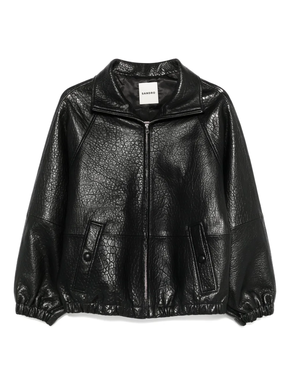 Sandro Jacke Aus Strukturiertem Leder In Black