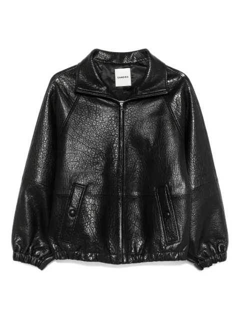 SANDRO textured-leather jacket
