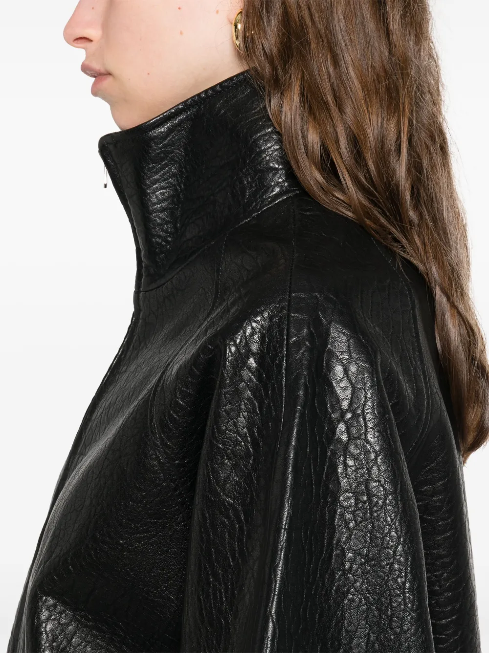 Sandro Jacke Aus Strukturiertem Leder In Black