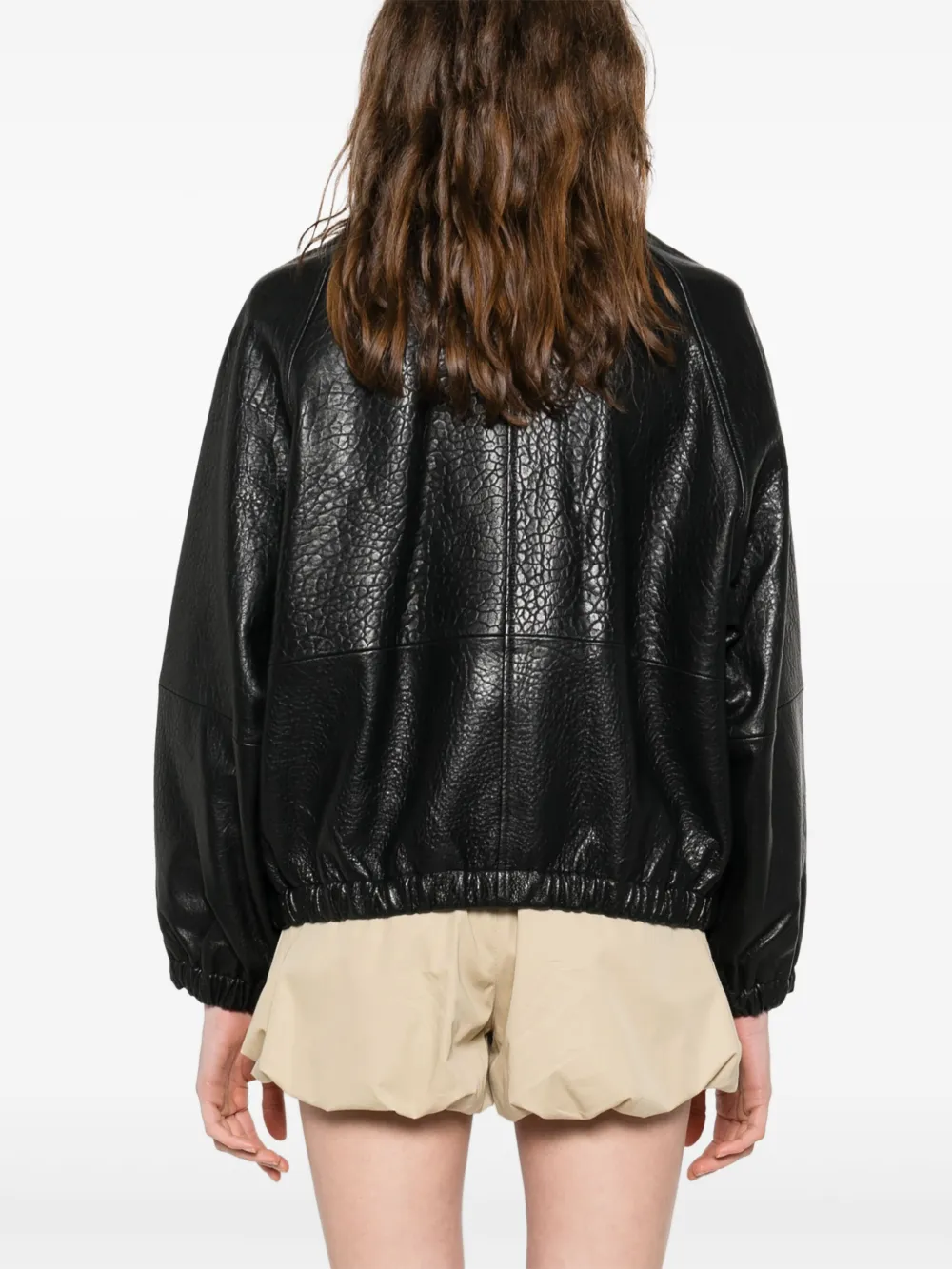 Sandro Jacke Aus Strukturiertem Leder In Black