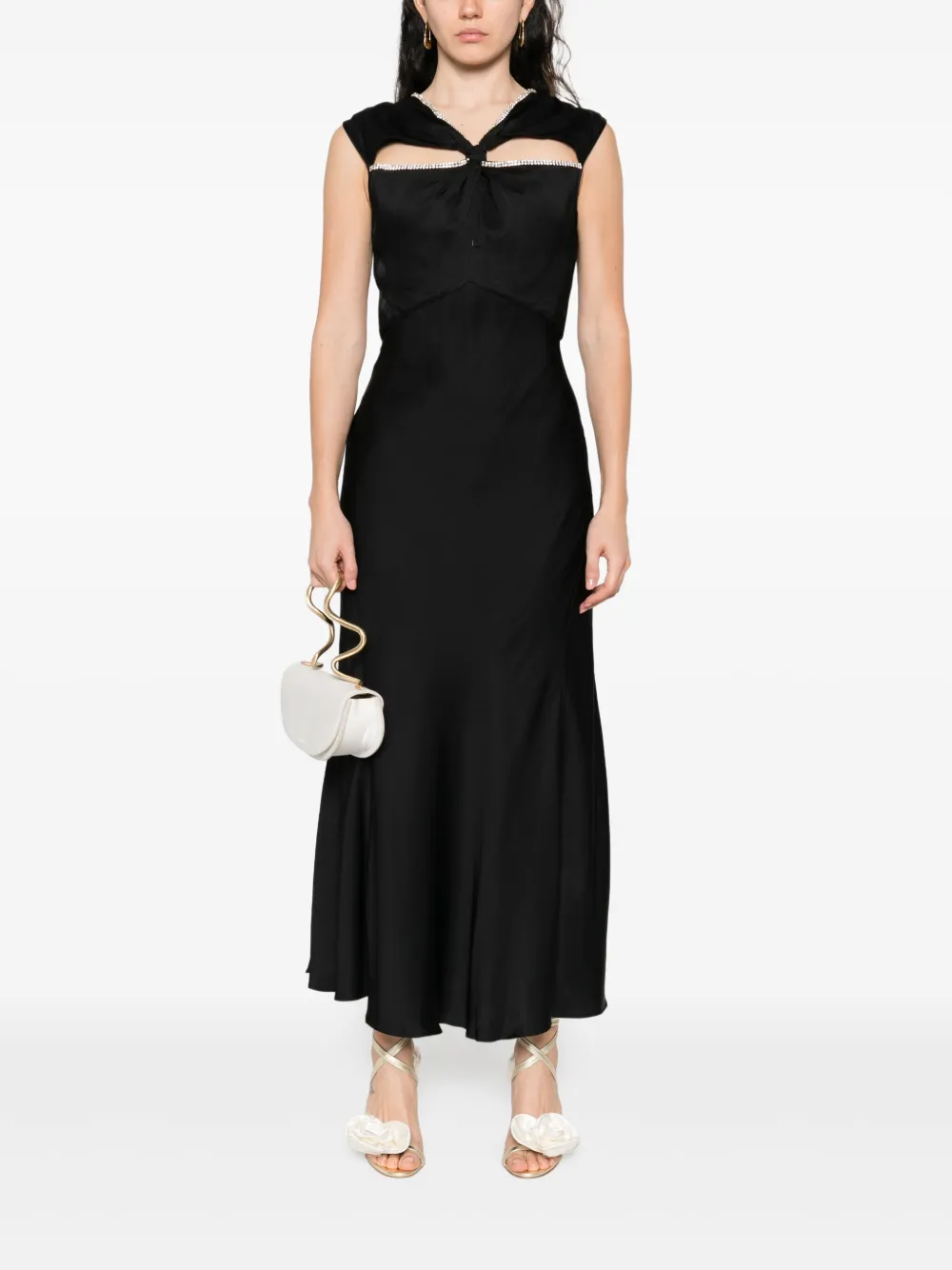 SANDRO crystal-embellishment maxi dress - Zwart
