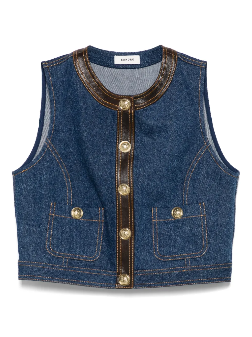 SANDRO Denim gilet Blauw